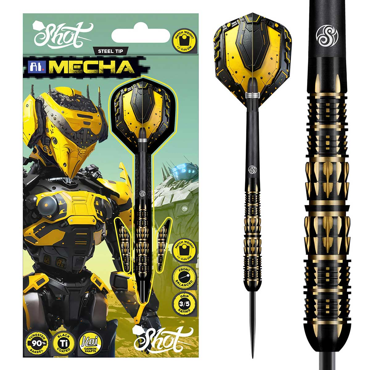 AI Mecha Steel Tip Dart Set-90% Tungsten Barrels 23g 24g 25g