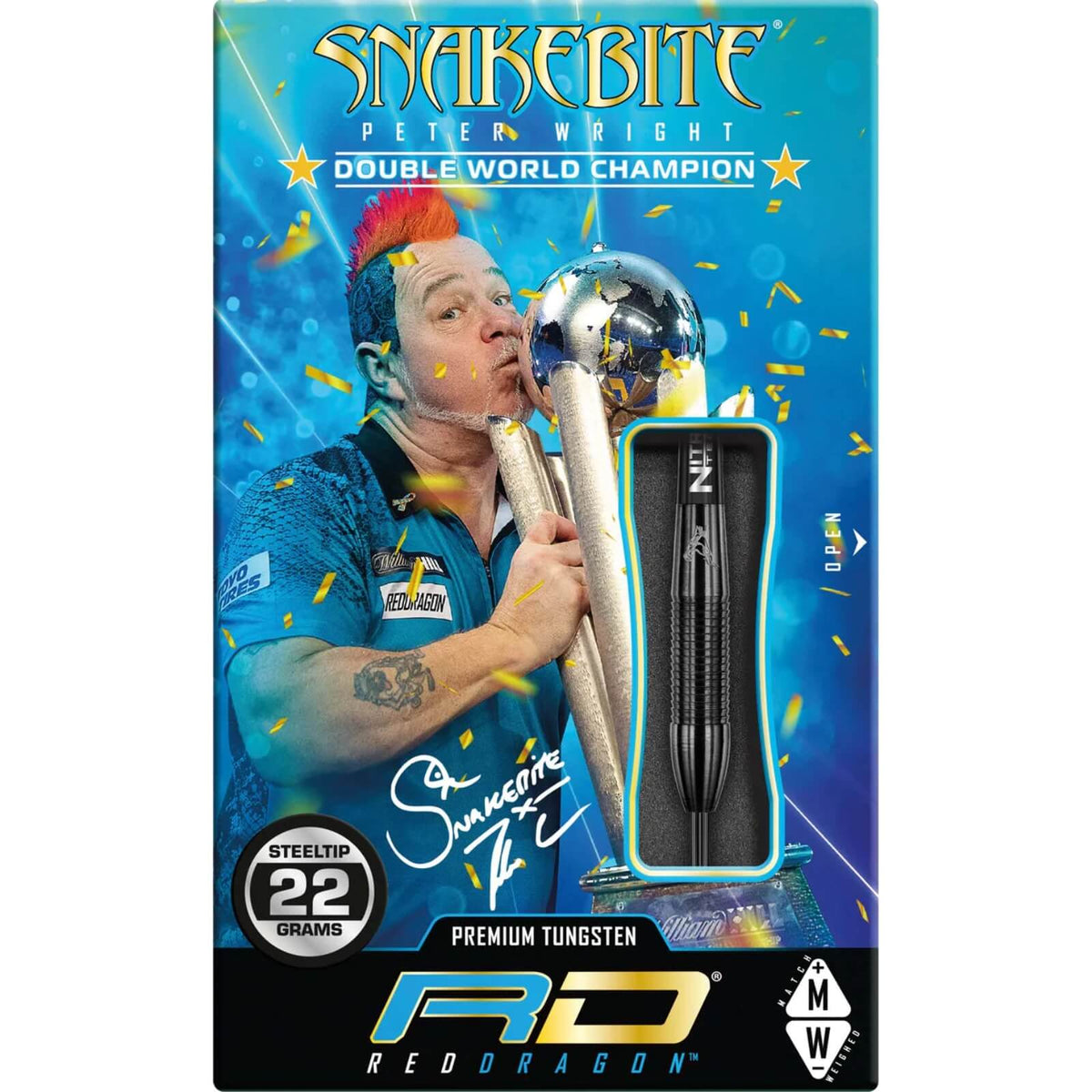 Red Dragon - Peter Wright Snakebite 3 Darts - 90% Tungsten - 22g 26g