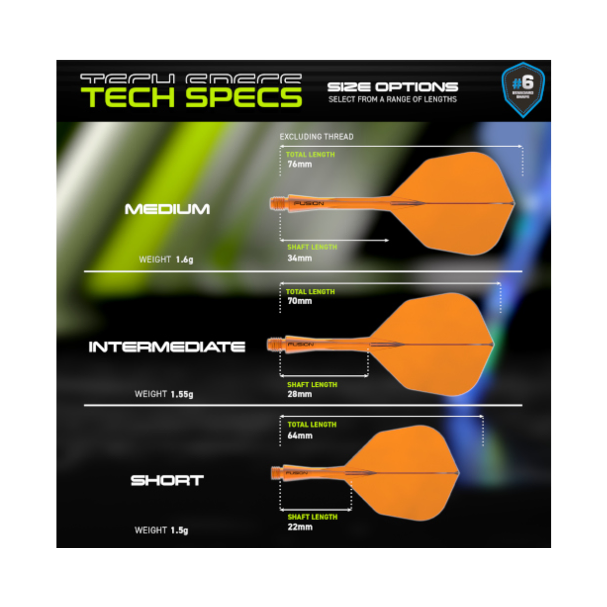 FUSION ARROW TRANSP ORANGE INTERGRATED FLIGHT & SHAFT