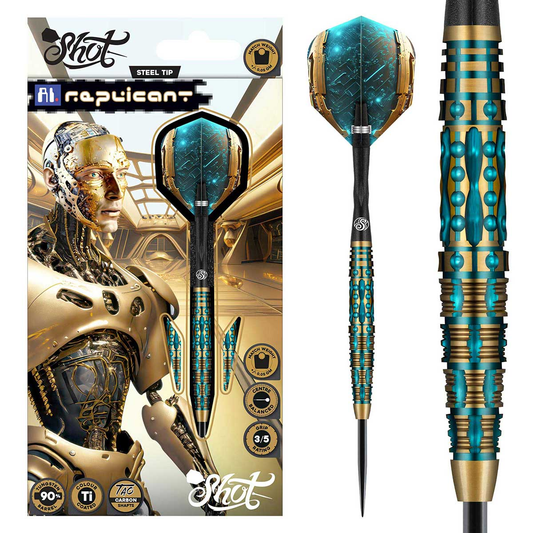 Shot AI Replicant Steel Tip Dart Set-90% Tungsten Barrels 24g 25g