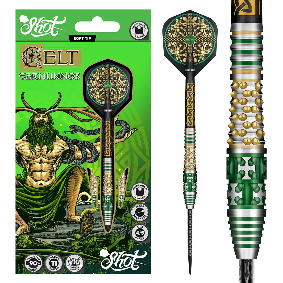Shot Celt Cernunnos Steel Tip Dart Set-90% Tungsten 22g 24g
