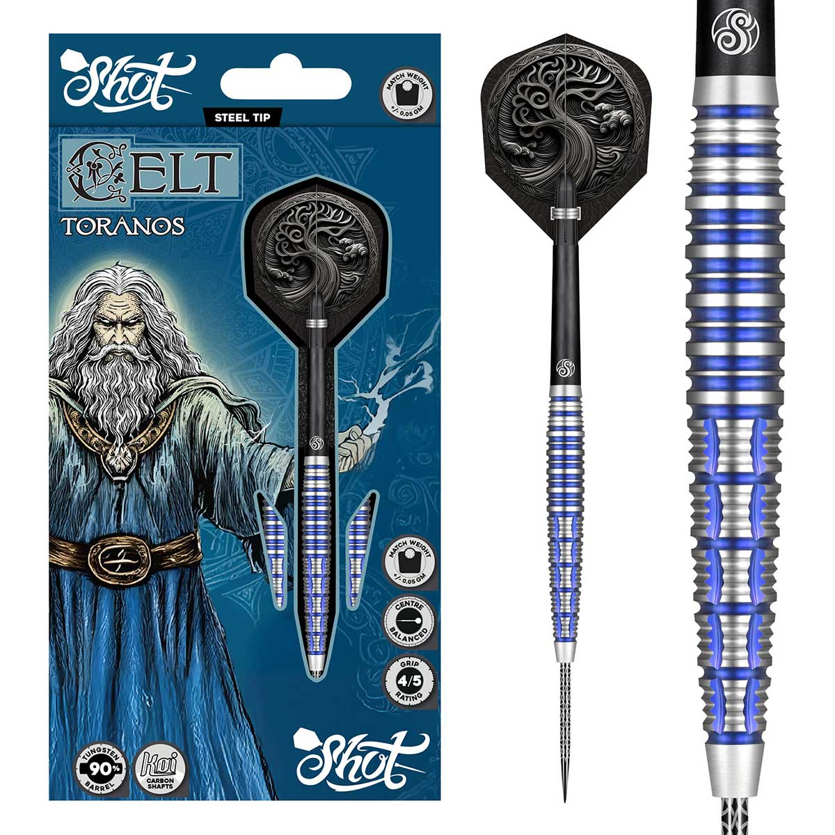 Shot Celt Toranos Steel Tip Dart Set-90% Tungsten Barrels 24g 26g