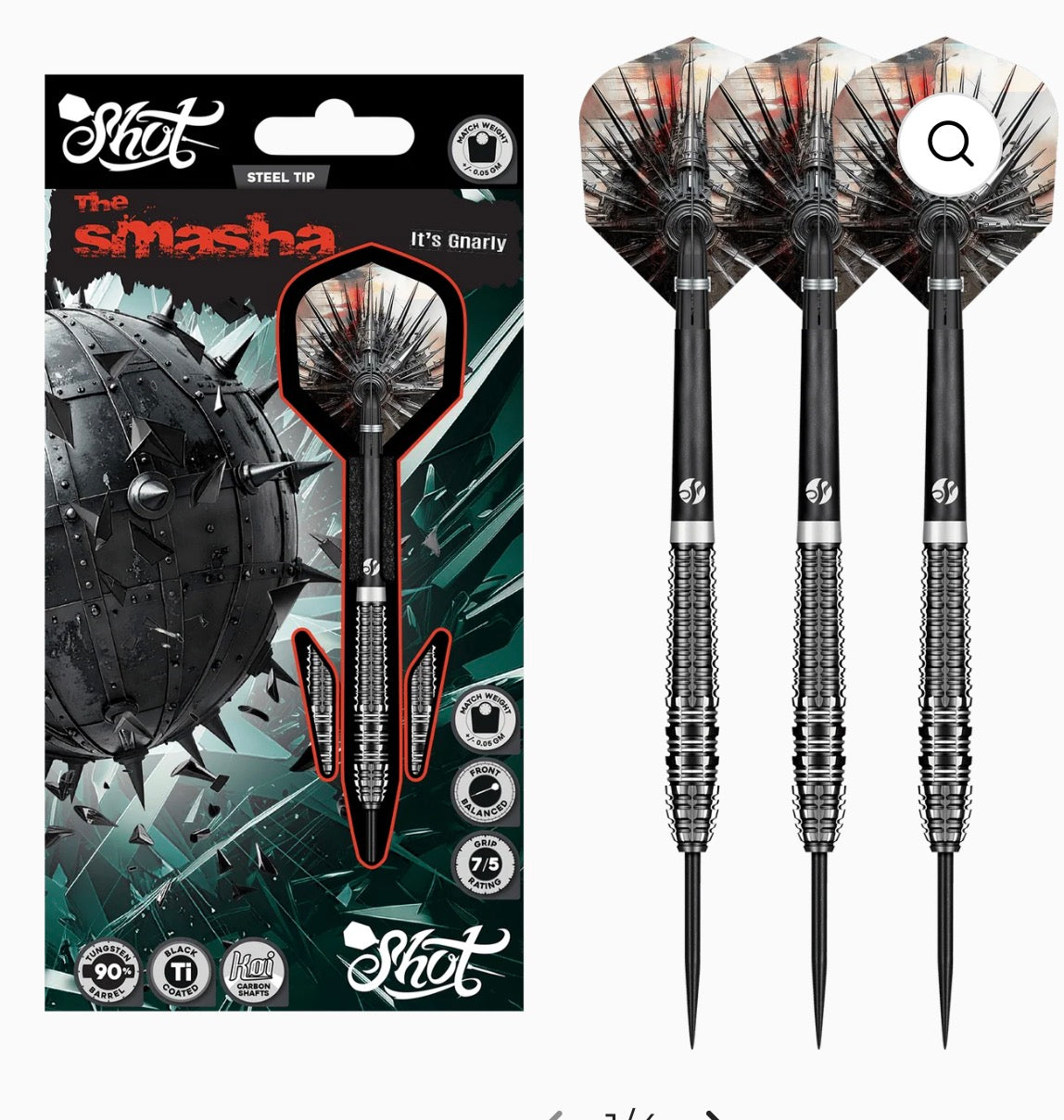 Shot - Gnarly Smasha - 90% Tungsten Steel Tip Darts