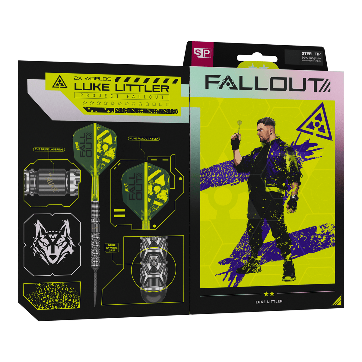 Luke Littler Nuke Fallout Swiss Point, 90% Tungsten Steel Tip Darts