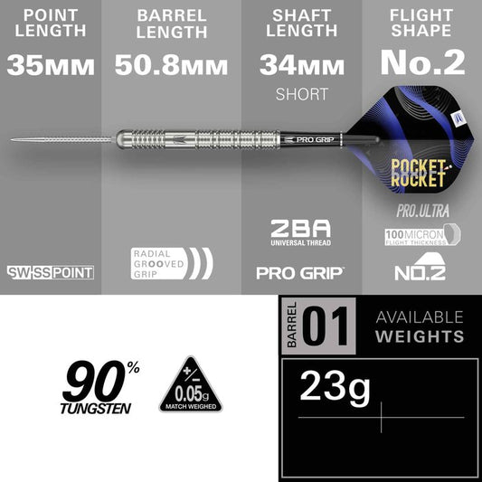 Target Justin Hood G1 Swiss Point 90% - Steel Tip Darts
