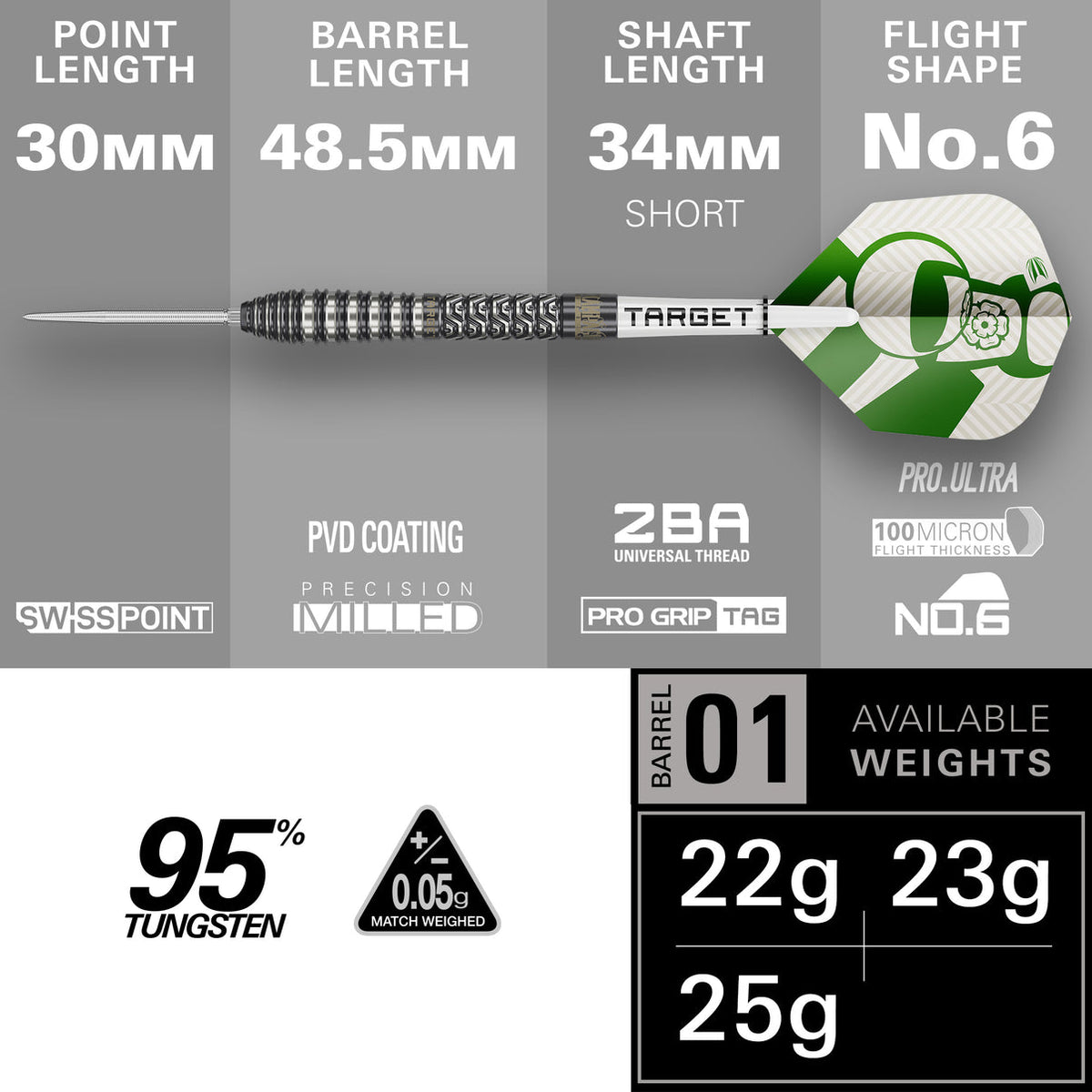 Target Charlie Manby Gen 1 SP 95% Tungsten Steel Tip Darts