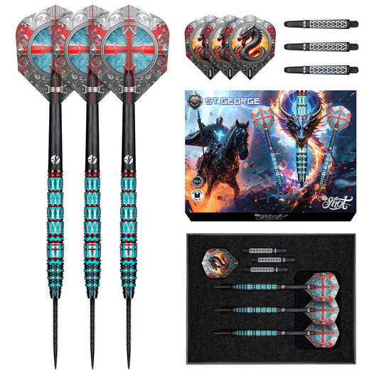 SHOT - Future Knights St George Steel Tip Dart Set-95% Tungsten Barrels