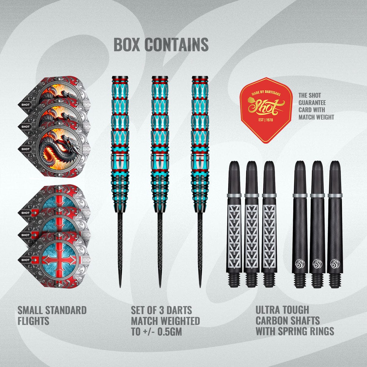 SHOT - Future Knights St George Steel Tip Dart Set-95% Tungsten Barrels