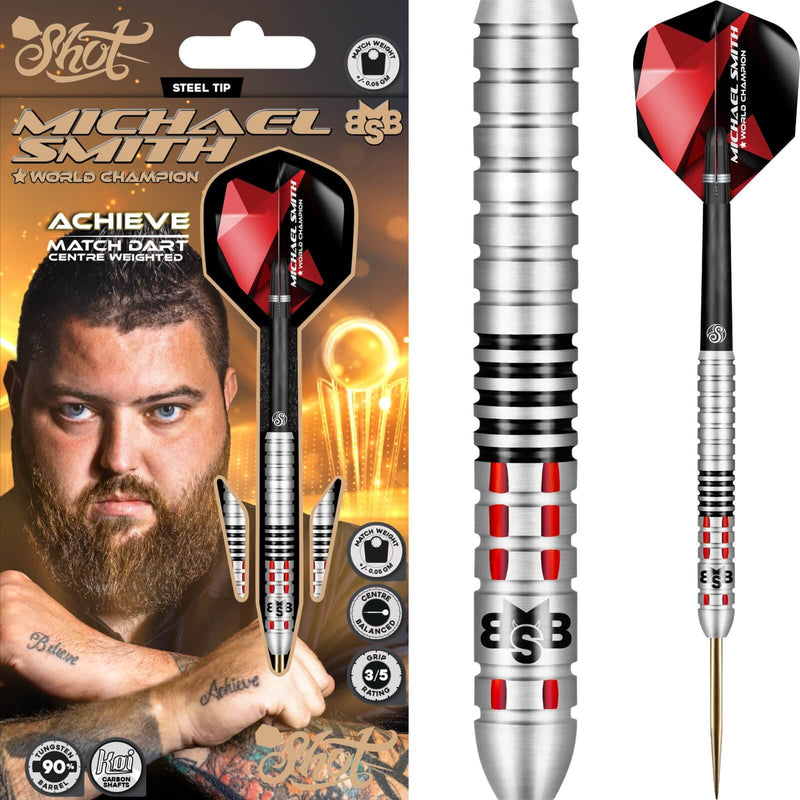 SHOT - Michael Smith Achieve Darts - 90% Tungsten - 21g 22g 23g 24g 25g 26g