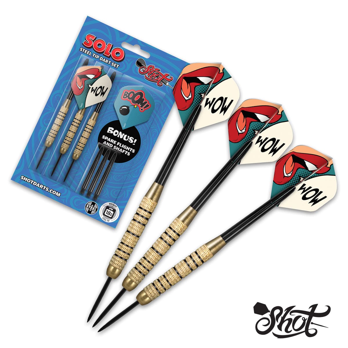 Shot Solo Steel Tip Darts Set-High Quality Steel 18g