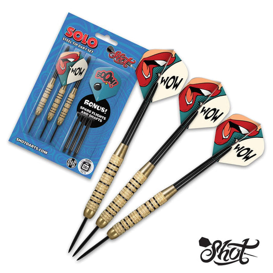 Shot Solo Steel Tip Darts Set-High Quality Steel 18g