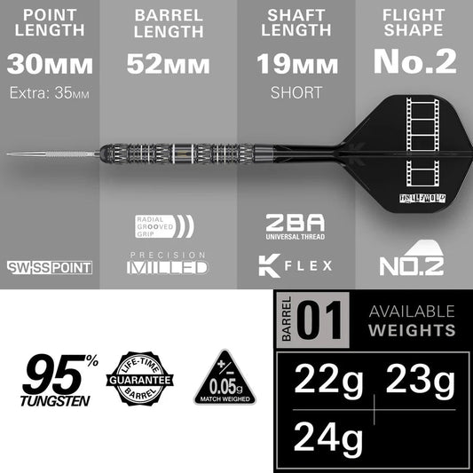 Target Chris Dobey 95K Swiss Point 95% - Steel Tip Darts