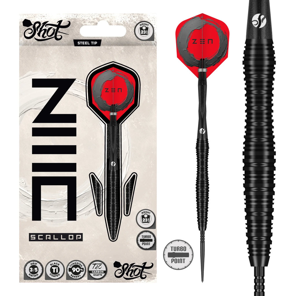 SHOT - Zen SCALLOP Dart Set - 90% Tungsten - Turbo Point - 23/24/25g