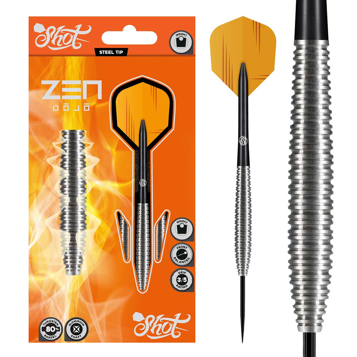 Shot  Zen Dojo Steel Tip Dart Set-80% Tungsten 25g